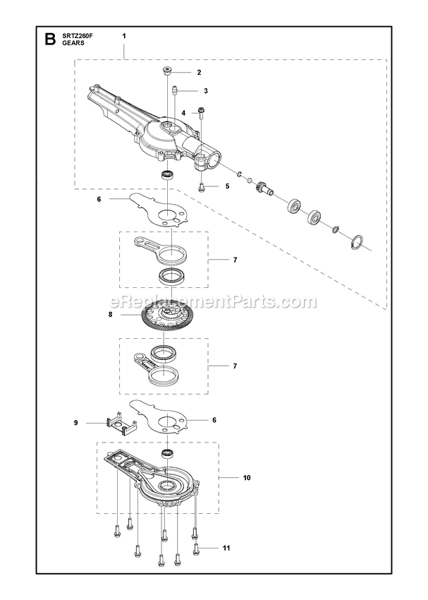 Gears Diagram and Parts List for SRTZ260F  RedMax Hedge Trimmer