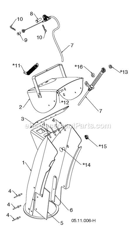 Control Panel And Discharge Chute 6 Diagram and Parts List for DST30 (96192010801)(2019-04) RedMax Snow Blower