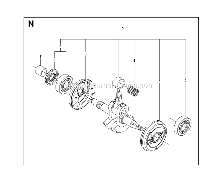 Crankshaft Diagram and Parts List for GZ7000 000001 AND UP RedMax Chainsaw