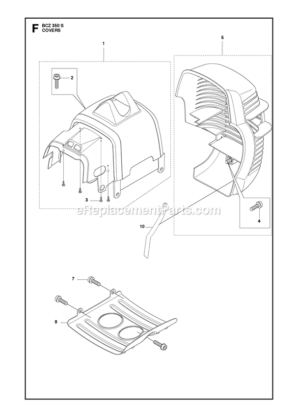 Cover Diagram and Parts List for BCZ350S  RedMax Brush Cutter