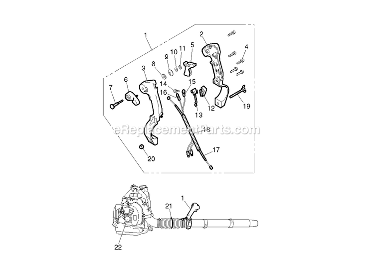 Controls Diagram and Parts List for EBZ5150RH (966358401)(90100101 AND UP)(2012-08) RedMax Leaf Blower / Vacuum