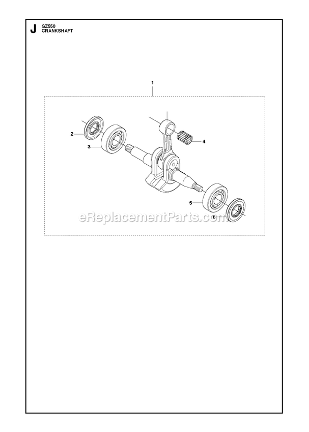Crankshaft Diagram and Parts List for GZ550  RedMax Chainsaw