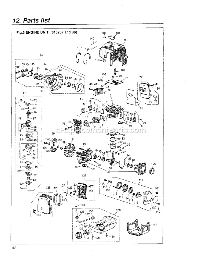 Engine Diagram and Parts List for EXZ2500SHE 015257 - 028085 RedMax Edger