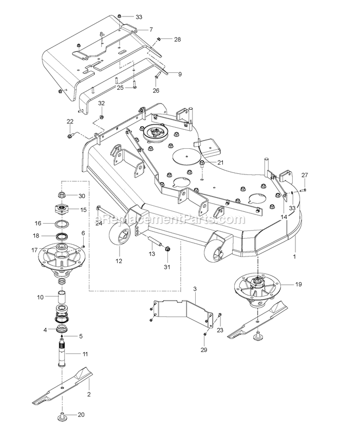 Mower Deck / Cutting Deck Diagram and Parts List for CZT48X (967671601-00)(2017-09) RedMax Lawn Tractor