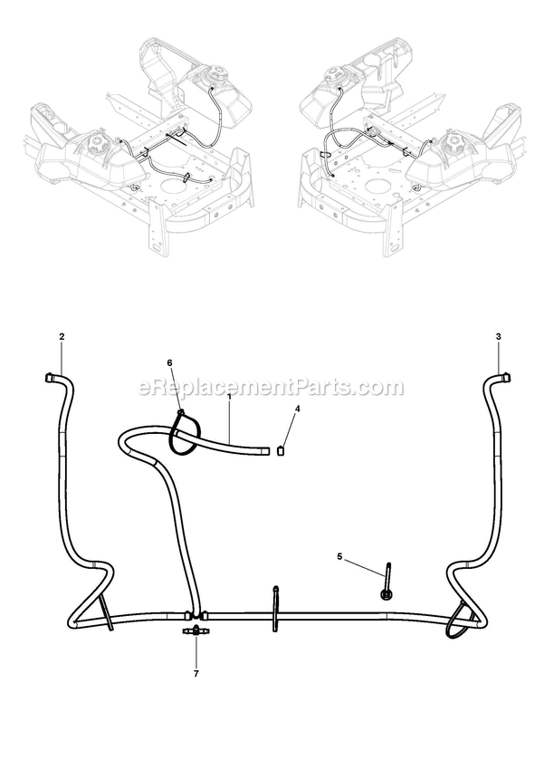 Fuel System - Vapor Line Diagram and Parts List for CZTE54  RedMax Lawn Tractor