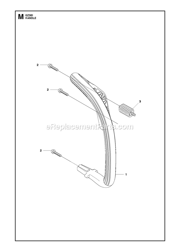 Handle Diagram and Parts List for GZ381  RedMax Chainsaw