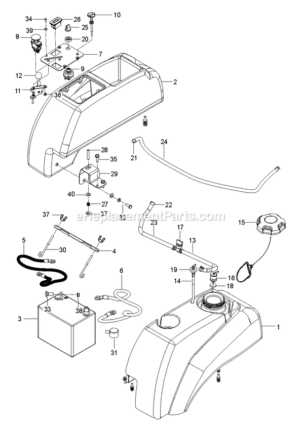 Ignition System Diagram and Parts List for CZT52 (967671301-00)(2017-09) RedMax Lawn Tractor