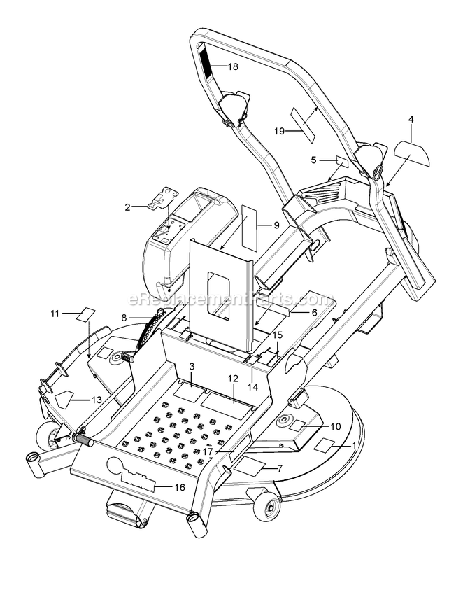 Decals Diagram and Parts List for RZT61X (967671201-00)(2017-09) RedMax Lawn Tractor