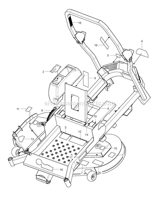 Decals Diagram and Parts List for CZT52 (967671301-00)(2017-09) RedMax Lawn Tractor