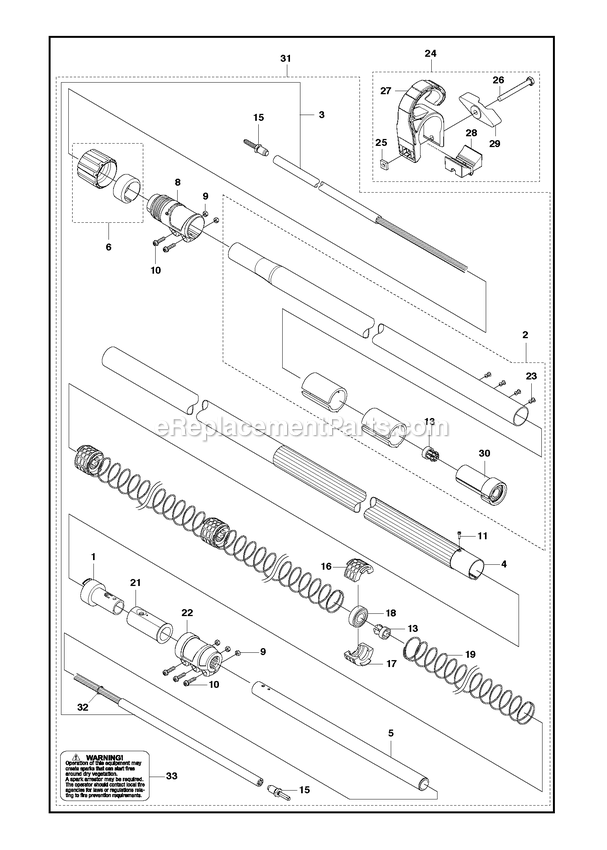Shaft Diagram and Parts List for PSTZ260S (970450001)(2019-10) RedMax Pole Saw