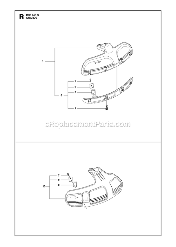 Guards Diagram and Parts List for BCZ350S  RedMax Brush Cutter