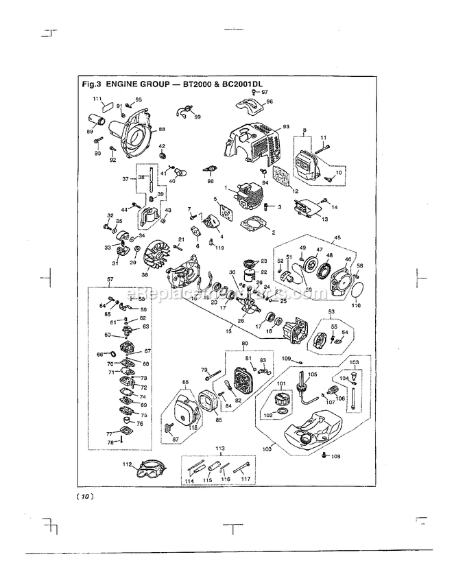 Engine Diagram and Parts List for BC2001DL 660001 AND UP RedMax Edger