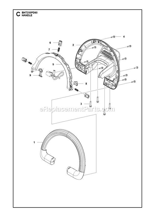 Handle Diagram and Parts List for BHT250PD60  RedMax Hedge Trimmer