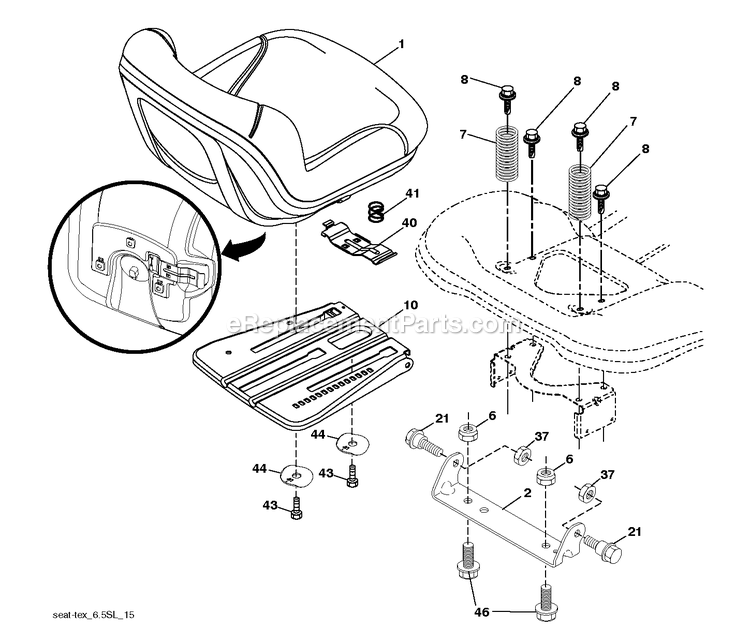 Seat Diagram and Parts List for YT1842 (96041044800)(2019-09) RedMax Lawn Tractor