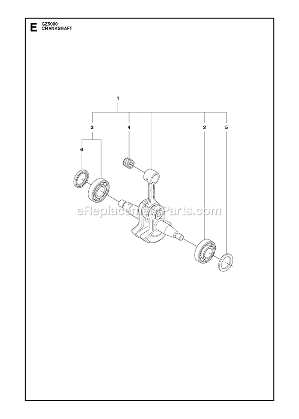 Crankshaft Diagram and Parts List for GZ5000  RedMax Chainsaw