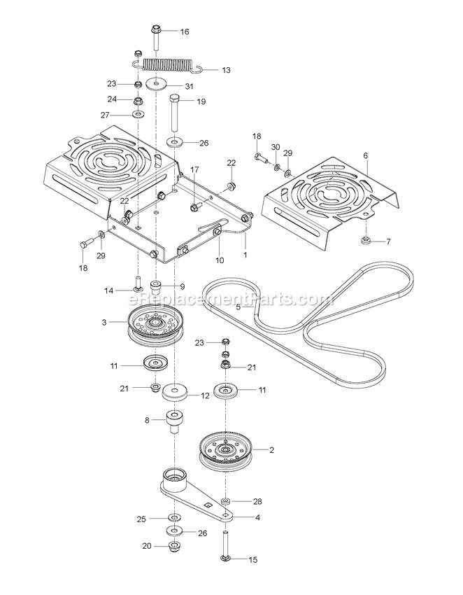 Hydraulic Frame Diagram and Parts List for CZT52 (967671301-00)(2017-09) RedMax Lawn Tractor