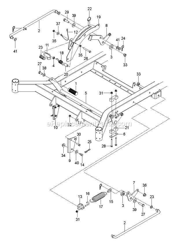 Mower Lift / Deck Lift Diagram and Parts List for RZT54X (96767110200)(2019-12) RedMax Lawn Tractor