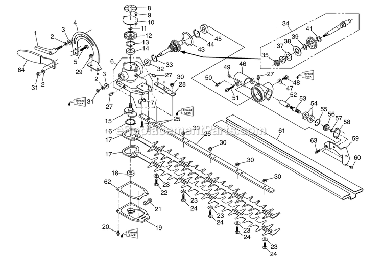 Cutting Equipment Diagram and Parts List for SRTZ2460 (00100101 AND UP)(2012-08) RedMax Hedge Trimmer
