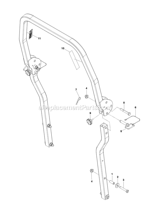 Frame - Roll Protection Diagram and Parts List for CZTE60  RedMax Lawn Tractor