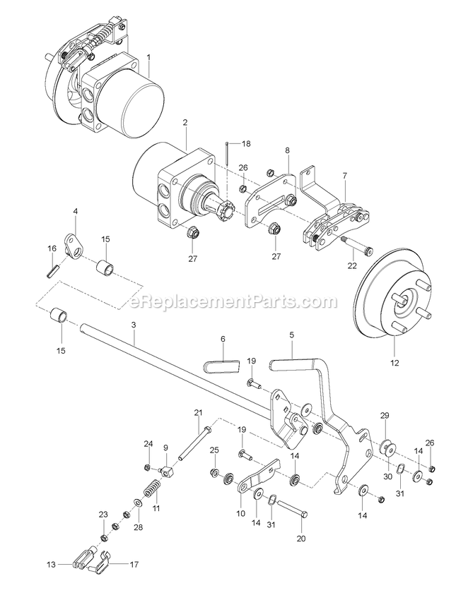 Parking Brake Diagram and Parts List for CZT60X (967671801-00)(2017-09) RedMax Lawn Tractor