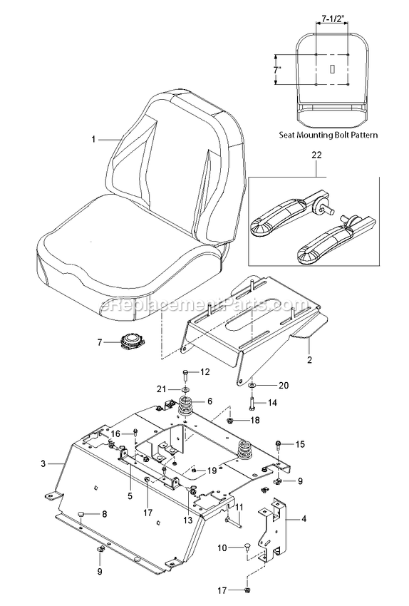 Seat 1 Diagram and Parts List for RZT48 (96767200200)(2019-12) RedMax Lawn Tractor