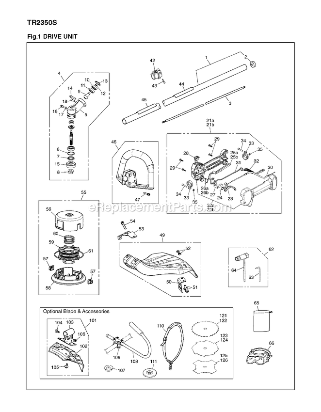 Drive Diagram and Parts List for TR2350S (90801412 AND UP)(2012-08) RedMax Edger