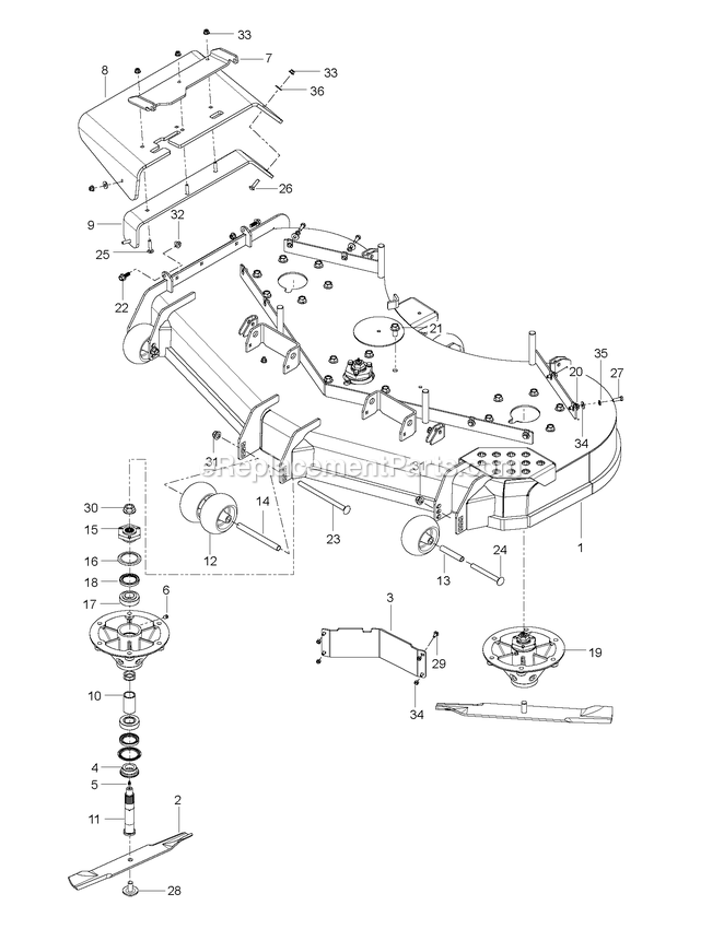 Mower Deck / Cutting Deck Diagram and Parts List for CZT60X (967671801-00)(2017-09) RedMax Lawn Tractor