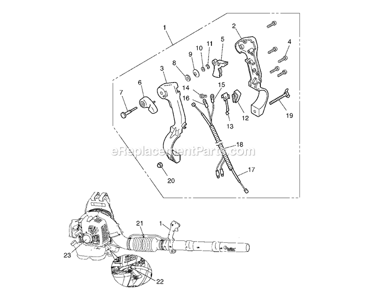Handle And Controls Diagram and Parts List for EBZ6500RH (10900101 AND UP)(2012-08) RedMax Leaf Blower / Vacuum
