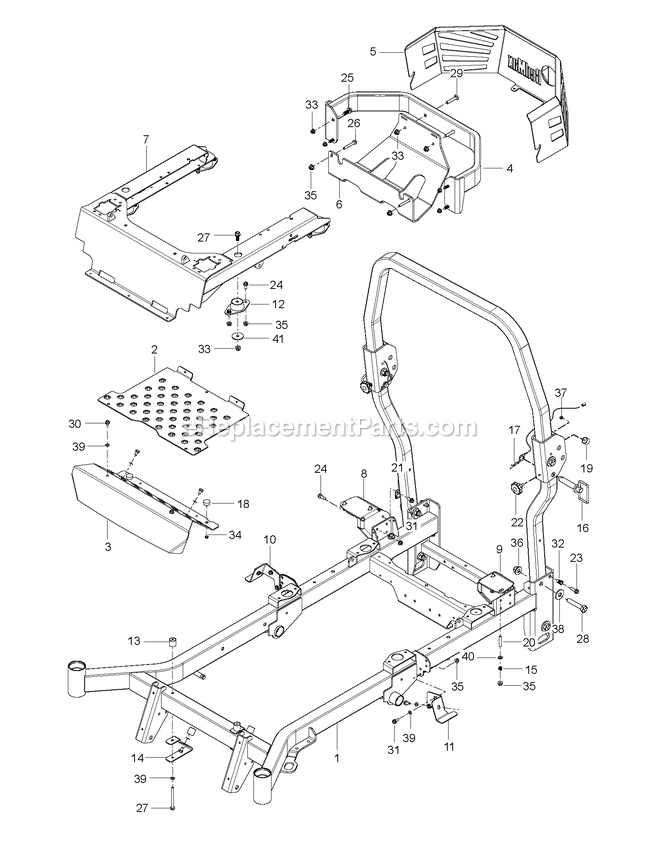 Frame Diagram and Parts List for CZT60X (967671801-00)(2017-09) RedMax Lawn Tractor