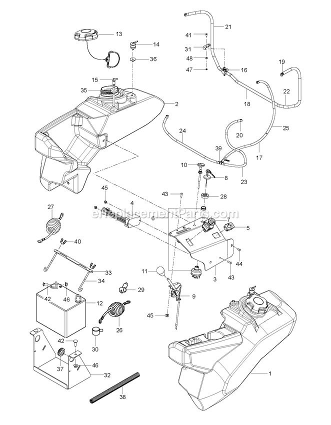 Ignition System Diagram and Parts List for CZT48X (967671601-00)(2017-09) RedMax Lawn Tractor