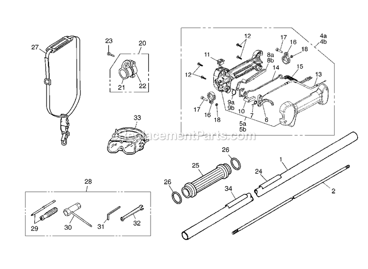 Drive Diagram and Parts List for PSZ2460S (00100101 AND UP)(2012-08) RedMax Pole Saw