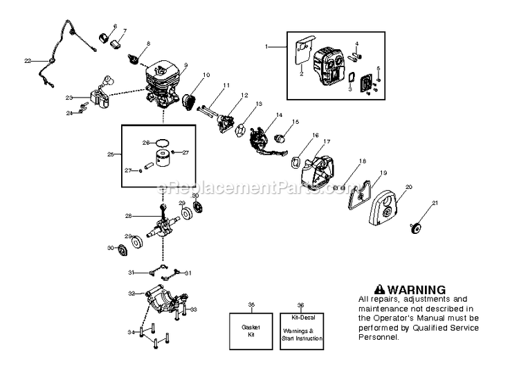 Engine Diagram and Parts List for HB280  RedMax Leaf Blower / Vacuum
