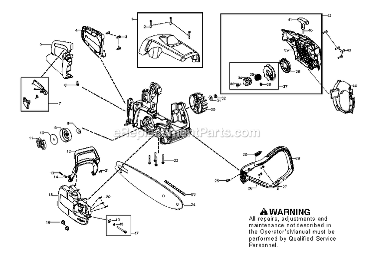 Handle Diagram and Parts List for GZ380 (966426001)(000001 AND UP) RedMax Chainsaw