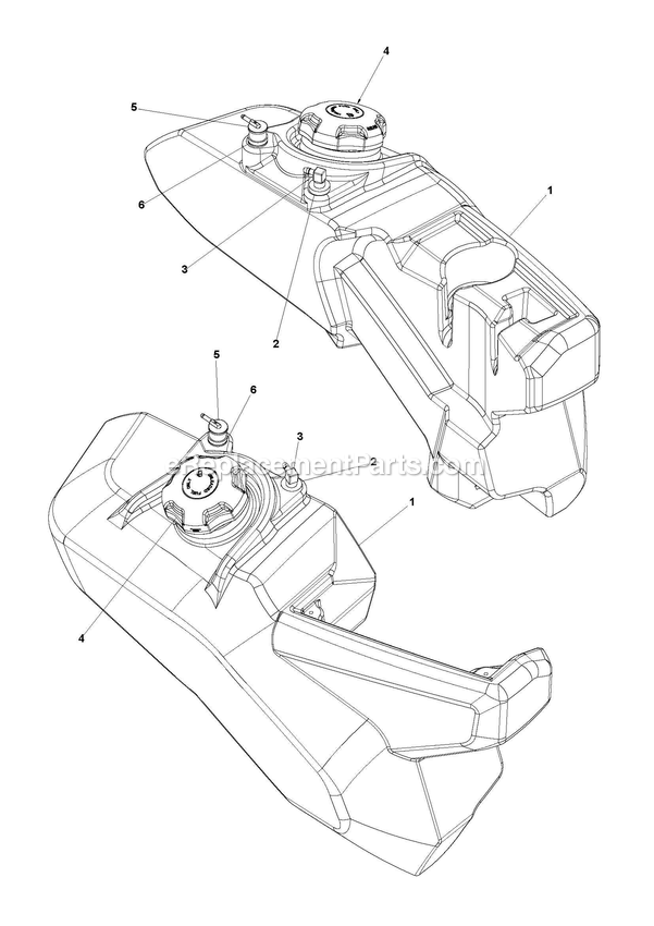 Fuel Tank Parts Diagram and Parts List for CZTE60  RedMax Lawn Tractor