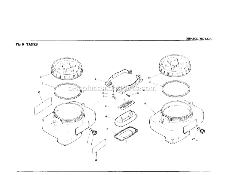 Attachments Diagram and Parts List for MD430A  RedMax Leaf Blower / Vacuum