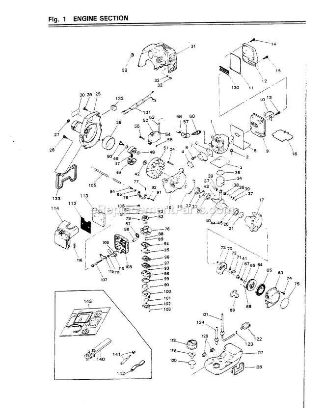 Engine Diagram and Parts List for BC220DL 000001 AND UP RedMax Edger