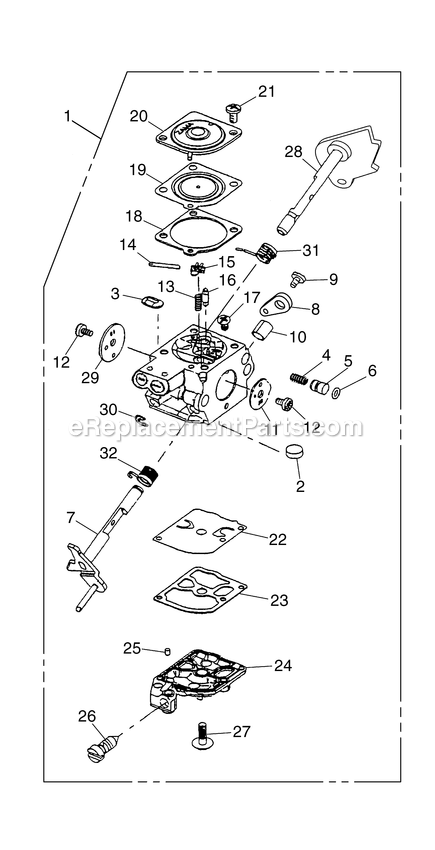 Carburetor Details Diagram and Parts List for GZ4000 (720401 AND UP)(2012-08) RedMax Chainsaw