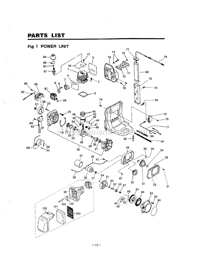 Engine Diagram and Parts List for EBA431 509227 - 711926 RedMax Leaf Blower / Vacuum