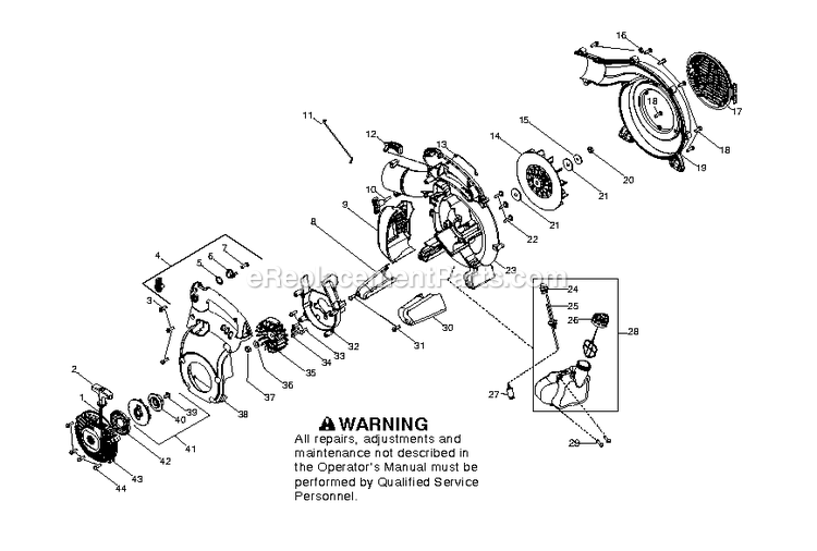 Housing Diagram and Parts List for HB281  RedMax Leaf Blower / Vacuum