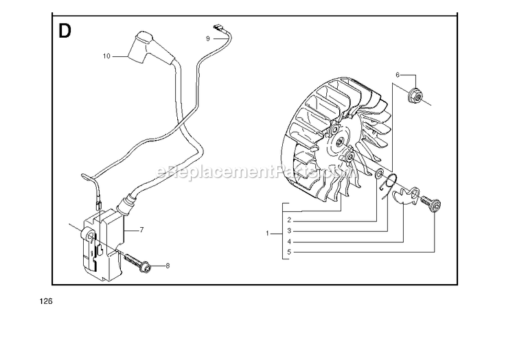 Ignition System Diagram and Parts List for GZ7000 000001 AND UP RedMax Chainsaw