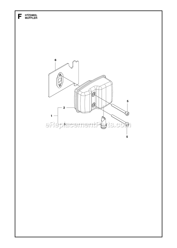 Muffler Diagram and Parts List for HTZ2460L (967335101)(2018-02) RedMax Hedge Trimmer