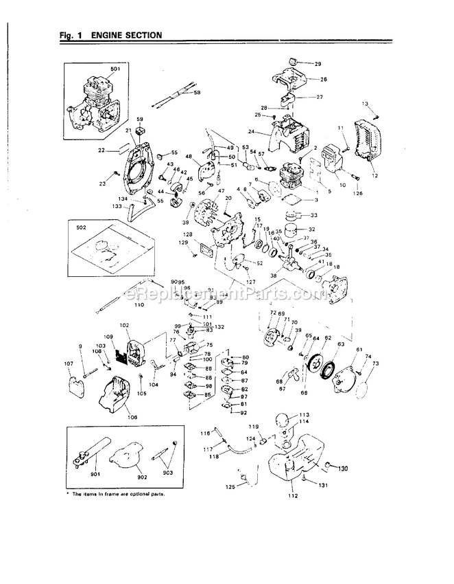 Engine Diagram and Parts List for BC260DL 000001 AND UP RedMax Edger