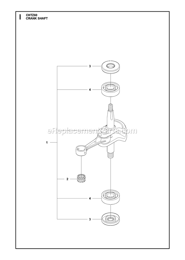 Crankshaft Diagram and Parts List for CHTZ60  RedMax Hedge Trimmer