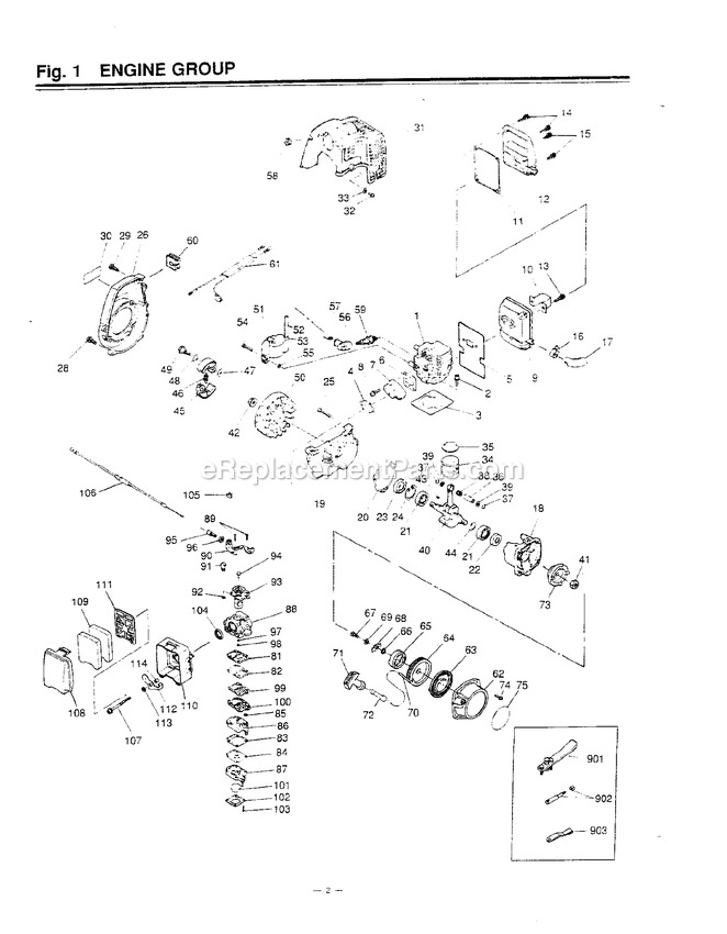 Engine Diagram and Parts List for RE220 000001 AND UP RedMax Edger
