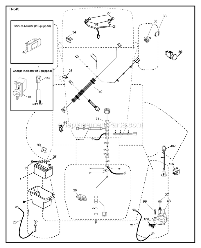 Electrical Diagram and Parts List for YT1842 (96041044800)(2019-09) RedMax Lawn Tractor