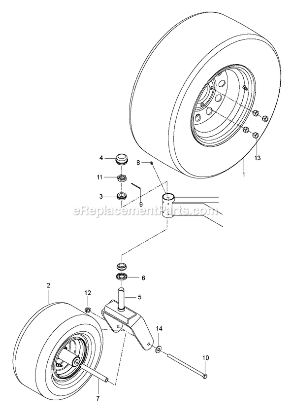 Wheels And Tires Diagram and Parts List for RZT48X (967671001-00)(2019-02) RedMax Lawn Tractor