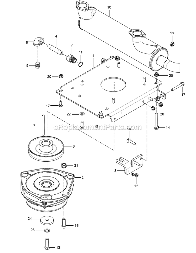 Engine Mounting, Guards And Muffler Diagram and Parts List for CZT60X (97049750100)(2020-12) RedMax Lawn Tractor