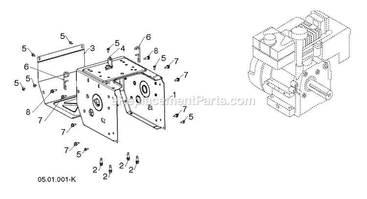 Chassis, Engine And Pulleys 2 Diagram and Parts List for DST24 (96192010601)(2019-04) RedMax Snow Blower