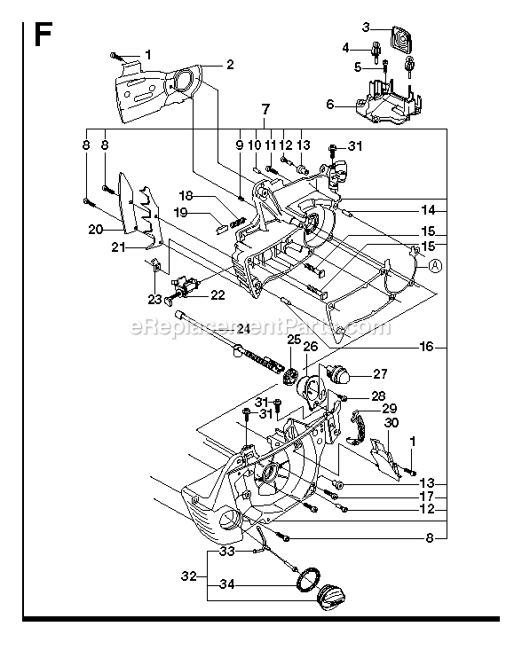 Crankcase Diagram and Parts List for G5300 000001 AND UP RedMax Chainsaw