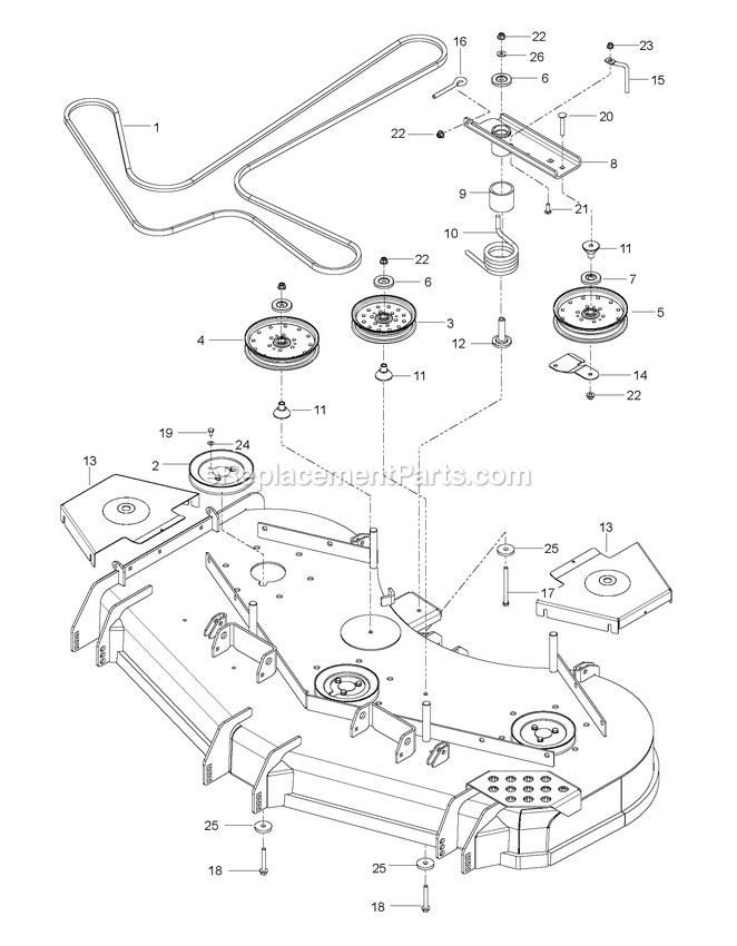 Belt Guard And Pulley Diagram and Parts List for CZT60X (967671801-00)(2017-09) RedMax Lawn Tractor